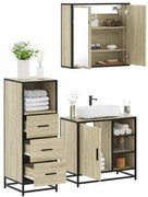 3301026 vidaXL Комплект шкафове за баня от 3 части дъб сонома инженерно дърво