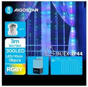 Aigostar - LED Екстериорни Коледни лампички 300xLED/8 функции 3xAA 6x3 м IP44 многоцветен