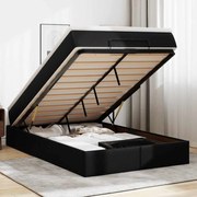 3311031 vidaXL Османска легло с матрак, черно, 120x200 см, изкуствена кожа