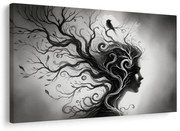 Картина на платно – Черно-бял портрет с дървото на живота
