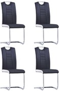 281772 vidaXL Конзолни трапезни столове, 4 бр, черни, изкуствена кожа