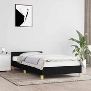 347377 vidaXL Рамка за легло с табла без матрак, черна,90x190 см плат