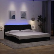3310694 vidaXL Рамка за легло със светодиод без матрак, черна, 200x200см, плат