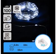 Aigostar LED външен коледен гирлянд 100 LED, 8 функции, 10,3 м, IP44, студена бя