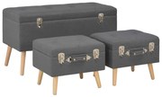 247526 vidaXL Табуретки за съхранение, 3 бр, тъмносиви, плат