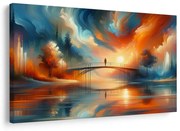 Картина на платно – Силует на мост при залез