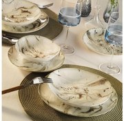 Сервиз за хранене 24 части, бял/кафяв, порцелан
