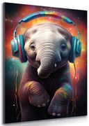 Картина на платно – Слон със слушалки