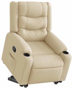 3310266 vidaXL Изправящ реклайнер стол, кремав, текстил