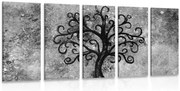 картини от 5 части – Черно-бяло дърво на живота