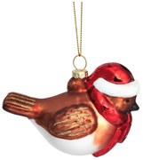 Стъклена ръчно изработена коледна украса 5 cm Robin – Sass &amp; Belle