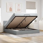 3312243 vidaXL Османска легло с матрак и LED, светлосиво, 180x200 см, плат