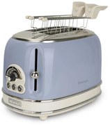 Тостер за хляб Ariete VINTAGE 0155/05, 810W, 2 филии, 3 функции, 6 степени, Подвижна тава за трохи, Син