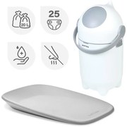 Nattou - Кош за пелени и постелка за преповиване SOFTY 50x70 см бял/сив