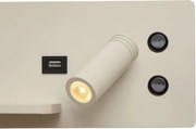 Комплект от 2 бежови стенни лампи, включително LED с USB и индукционно зарядно - Riza