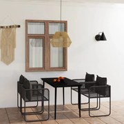 3099085 vidaXL Градински трапезен комплект, 5 части, черен