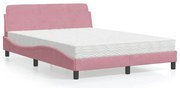 3208416 vidaXL Легло с матрак Dover, розово, 140x200 см, кадифе
