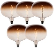 Комплект от 5 E27 димируеми LED крушки G220 кафяви 4.9W 130 lm 1800K
