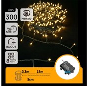 Aigostar LED външен коледен гирлянд 300 LED, 8 функции, 15,3м, IP44, топло бяло