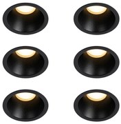 Комплект от 6 черни вградени прожектори GU10 35mm IP44 - Dept