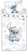 Бяло единично памучно детско спално бельо 140x200 cm Lilo and Stitch "Ohana White" – Jerry Fabrics