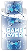 Единично памучно детско спално бельо в бял и син цвят 140x200 cm Game over – Jerry Fabrics
