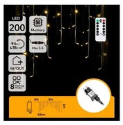 Aigostar - LED външна коледна гирлянда 200xLED/6W/230V/8 режима 3x1m IP44 топла бяла+дистанционно управление