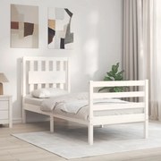 3194272 vidaXL Рамка за легло с табла бяла Small Single дърво масив