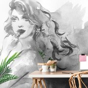 Тапет – Черно-бял женски портрет