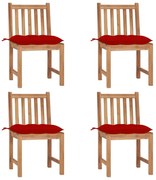 3073109 vidaXL Градински столове 4 бр с възглавници тиково дърво масив