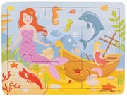 Bigjigs - Дървен пъзел в рамка - Русалка