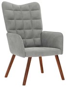 4016810 vidaXL Релакс стол, светлосив, кадифе