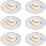 Комплект от 6 модерни вградени спота бели, въртящи се и накланящи се IP44 - Chuck