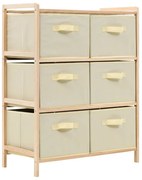 246439 vidaXL Шкаф за съхранение, 6 кошници от текстил, дърво кедър, бежов