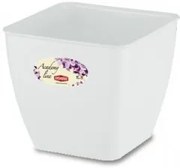 Stefanplast - Квадратна кашпа Academy Line 16 см - бяла