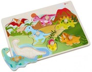 Classic world - Детски дървен пъзел с фигурки - динозавъри