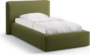 Зелено единично легло 90x200 cm тапицирано с място за съхранение с включена подматрачна рамка Jodie – Micadoni