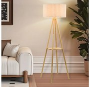 Brilagi - Подова лампа NORDIC WAVE 1xE27/15W/230V каучуково дърво/лен