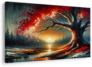Картина на платно – Дървото на живота при залез слънце