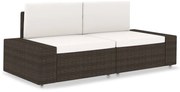 49515 vidaXL Двуместен модулен диван, полиратан, кафяв