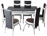 Трапезна маса + 6 стола черен мрамор