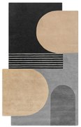 Черно-сив ръчно изработен вълнен килим 120x180 cm Lozenge Monochrome – Flair Rugs