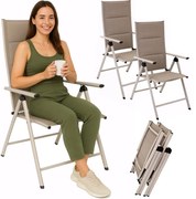 Сгъваеми градински столове бежови - комплект от 2