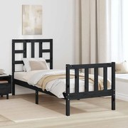 3191935 vidaXL Рамка за легло с табла черна Small Single дърво масив