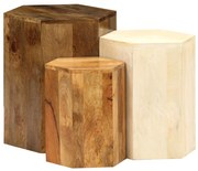 246321 vidaXL Комплект маси за кафе, 3 бр, манго масив