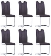 278834 vidaXL Конзолни трапезни столове, 6 бр, кафяви, изкуствена кожа