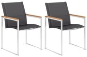 46517 vidaXL Градински столове, 2 бр, textilene и неръждаема стомана, сиви