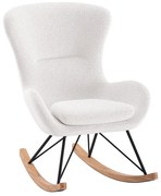 Бял люлеещ се детски стол от плат букле ROCKY – Vipack