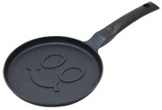 Тиган за палачинки Klausberg KB 7971, 18 см, Релефно дъно с усмивка, Незалепващо покритие, Без PFOA, Индукция, Черен
