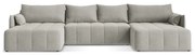 Светлосив разтегателен ъглов диван с място за съхранение (U форма) Moku – Makamii